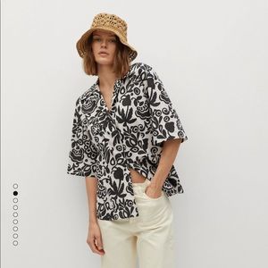 Mango Tropical Printed Button Down Shirt size 4